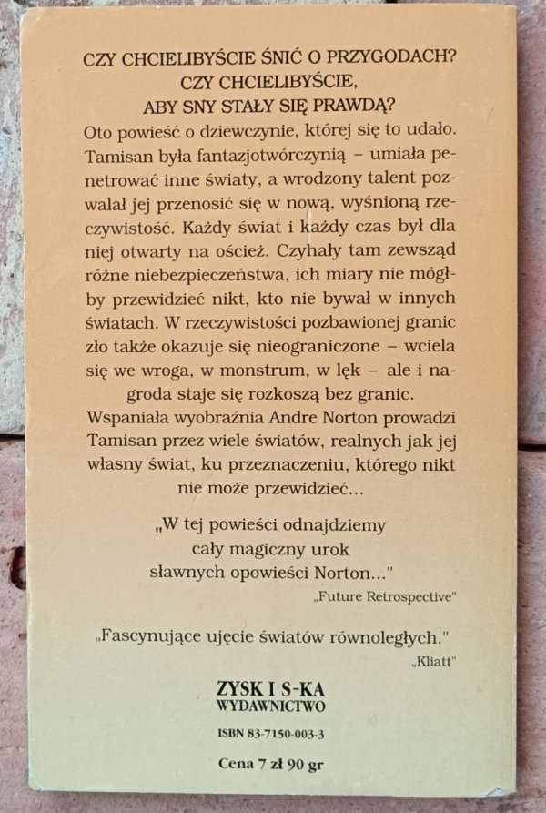 Tył książki Senne manowce autorstwa Andre Norton