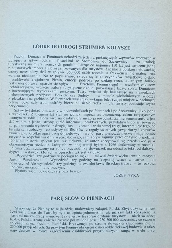 Józef Nyka • Spływ przełomem pienińskim. Przewodnik turystyczny