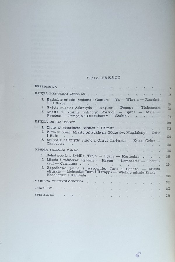 Hermann Schreiber  Zaginione miasta, spis treści