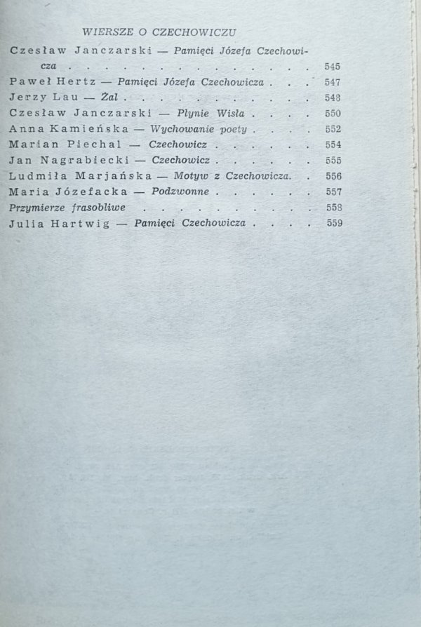 Spotkania z Czechowiczem  Wspomnienia i szkice - spis treści