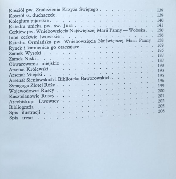 Bartłomiej Kaczorowski • Zabytki starego Lwowa  spis treści