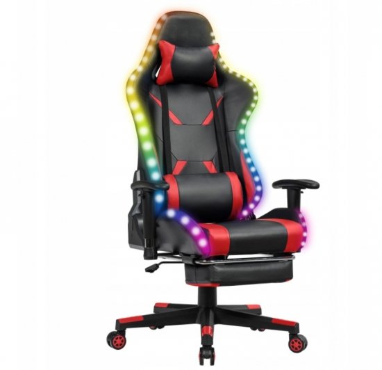 Fotel gamingowy z masażerem i diodami LED COSTWAY