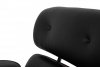 Fotel LOUNGE HM PREMIUM SZEROKI z podnóżkiem czarny - sklejka jesion, skóra naturalna