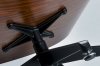 Fotel LOUNGE czarny z podnóżkiem  - skóra naturalna, sklejka różana