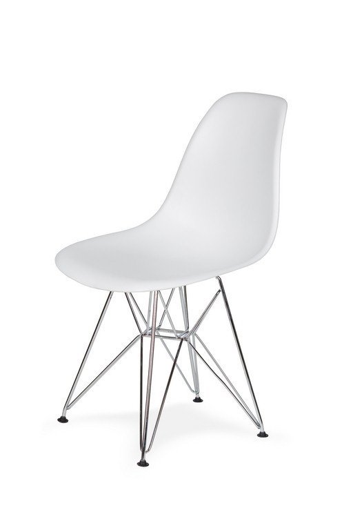 Krzesło DSR SILVER białe.01 - podstawa metalowa chromowana