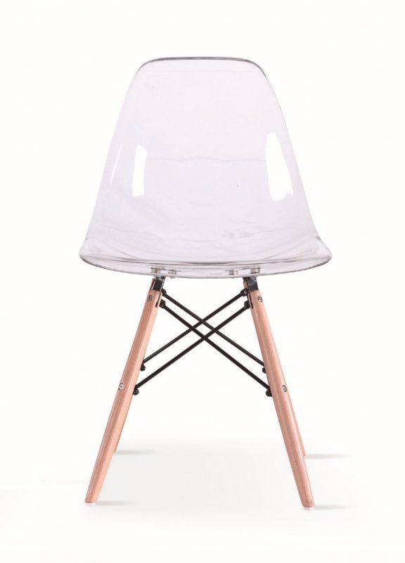 Krzesło ICE WOOD transparentne - poliweglan, podstawa bukowa