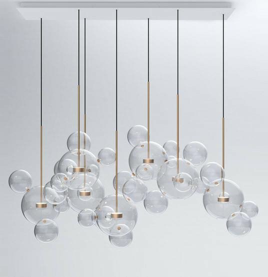 Lampa wisząca CAPRI LINE 7 złota - 420 LED, aluminium, szkło