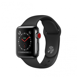 Apple Watch Series 3 38mm GPS + LTE (eSIM ) nehrdzavejúca oceľ Black / Sport Band - Black (čierná)