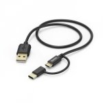 Kabel Mikro USB 2w1 z adapterem USB Type-c 1 m czarny - Hama
