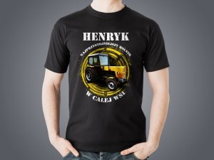 Koszulka czarna personalizowana męska Najprzystojniejszy rolnik w całej wsi 7 - Studioix.pl