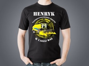 Koszulka czarna personalizowana męska Najprzystojniejszy rolnik w całej wsi 5 - Studioix.pl