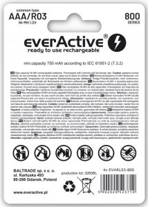 R03 Akumulator 4Bl Everactive 800 Silver Line