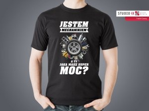 Koszulka czarna personalizowana męska Mechanik - Studioix.pl