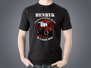 Koszulka czarna personalizowana męska Najprzystojniejszy rolnik w całej wsi 8 - Studioix.pl