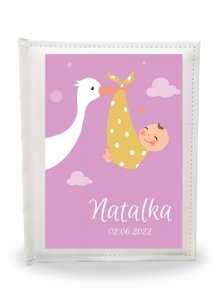 Album tradycyjny  24x29/40 na 120 zdjęć 10x15 personalizowany bocian różowy