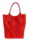 Kožené kabelky Shopperbag přírodní semiš červená