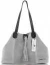 Kožené kabelka shopper bag Vittoria Gotti světle šedá V3076