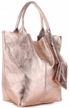 Kožené kabelka shopper bag Genuine Leather růžová 555