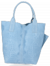 Kožené kabelka shopper bag Vittoria Gotti světle modrá B23