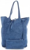 Kožené kabelka shopper bag Vera Pelle modrá 601