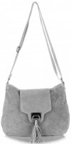 Kožené kabelka listonoška Genuine Leather světle šedá 4022