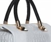 Kožené kabelka kufřík Genuine Leather světle šedá A4