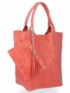 Kožené kabelka shopper bag Vittoria Gotti korálová B22