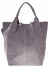 Kožené kabelka shopper bag Genuine Leather světle šedá 555