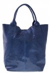Kožené kabelka shopper bag Genuine Leather modrá 555