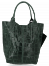 Kožené kabelka shopper bag Vittoria Gotti lahvově zelená B22