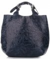 Kožené kabelka shopper bag Genuine Leather modrá K216