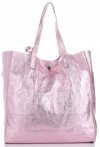 Kožené kabelka shopper bag Vera Pelle růžová 205454