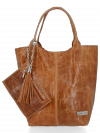 Kožené kabelka shopper bag Vittoria Gotti zrzavá B15