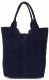 Kožené kabelka shopper bag Vittoria Gotti tmavě modrá V5190