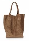 Kožené kabelky Shopperbag přírodní semiš zemitá