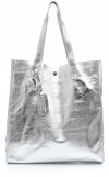 Kožené kabelka shopper bag Vera Pelle stříbrná 205454