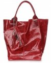 Kožená kabelka Shopper bag Lak červená