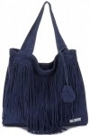 Kožené kabelka shopper bag Vittoria Gotti tmavě modrá V6048