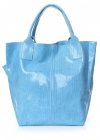 Kožené kabelka shopper bag Genuine Leather světle modrá 555