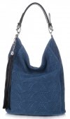 Kožené kabelka shopper bag Genuine Leather modrá G100