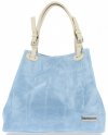Kožené kabelka shopper bag Vittoria Gotti světle modrá V692754