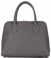 Kožené kabelka kufřík Genuine Leather šedá 80032