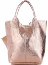 Kožené kabelka shopper bag Genuine Leather růžová 555