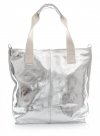 Módní kožená kabelka  - italská Shopper bag stříbrná