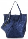 Kožené kabelka shopper bag Genuine Leather tmavě modrá 555