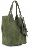 Kožené kabelka shopper bag Genuine Leather zelená 801