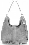 Kožené kabelka shopper bag Vittoria Gotti světle šedá V80051