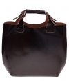 Kožená kabelka Shopperbag s kosmetickou kapsičkou čokoláda