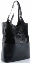 Kožené kabelka shopper bag Genuine Leather černá 216