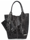 Bőr táska shopper bag Vittoria Gotti grafit B15